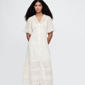 NWT White Lace-Trim Midi Dress GAP